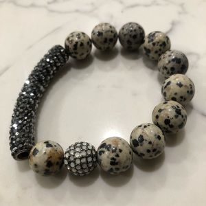 Bead bracelet rhinestone black beige